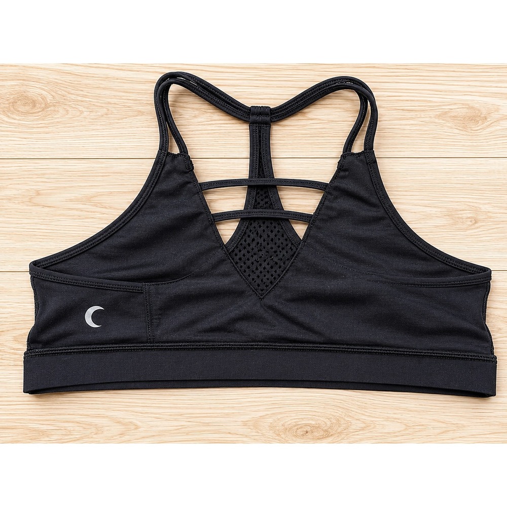 Zyia Active Black Strappy Sports Bra Womens XL Medium Support Racerback Athletic